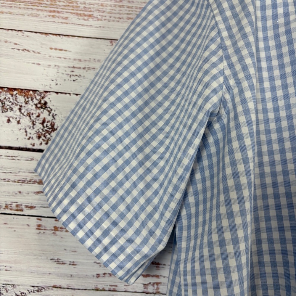 L.L.Bean Blue Plaid Button Front Short Sleeve Shirt - Picture 3 of 10